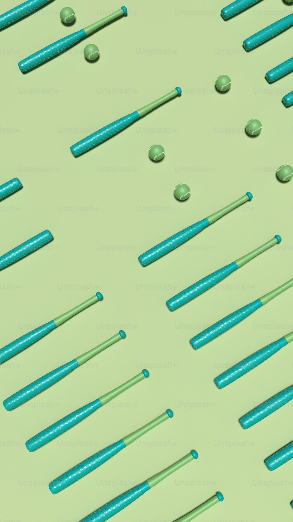 a group of blue toothbrushes sitting on top of a green surface