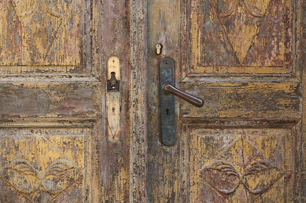 a close up of a door with a handle