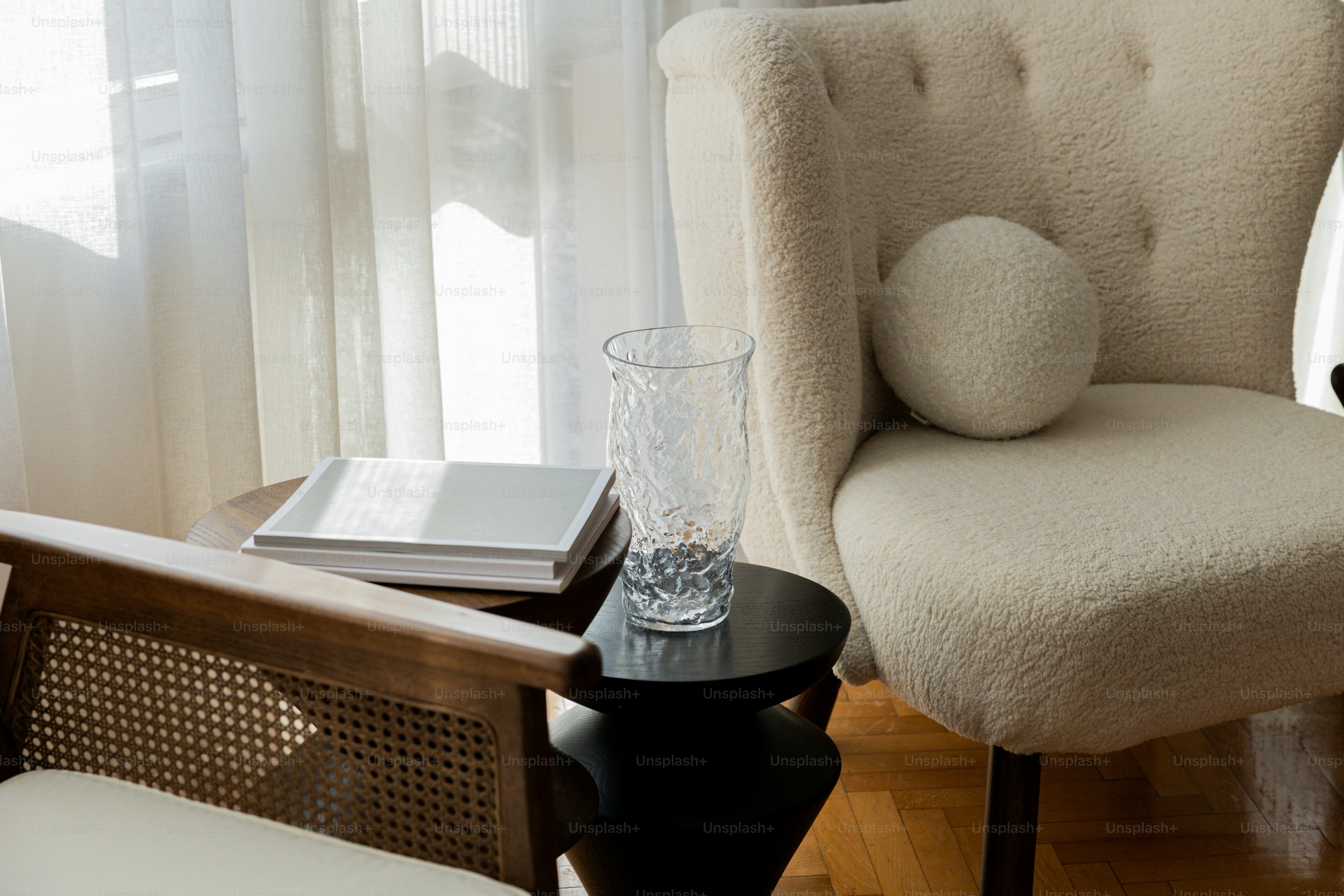 a chair and a table in a room