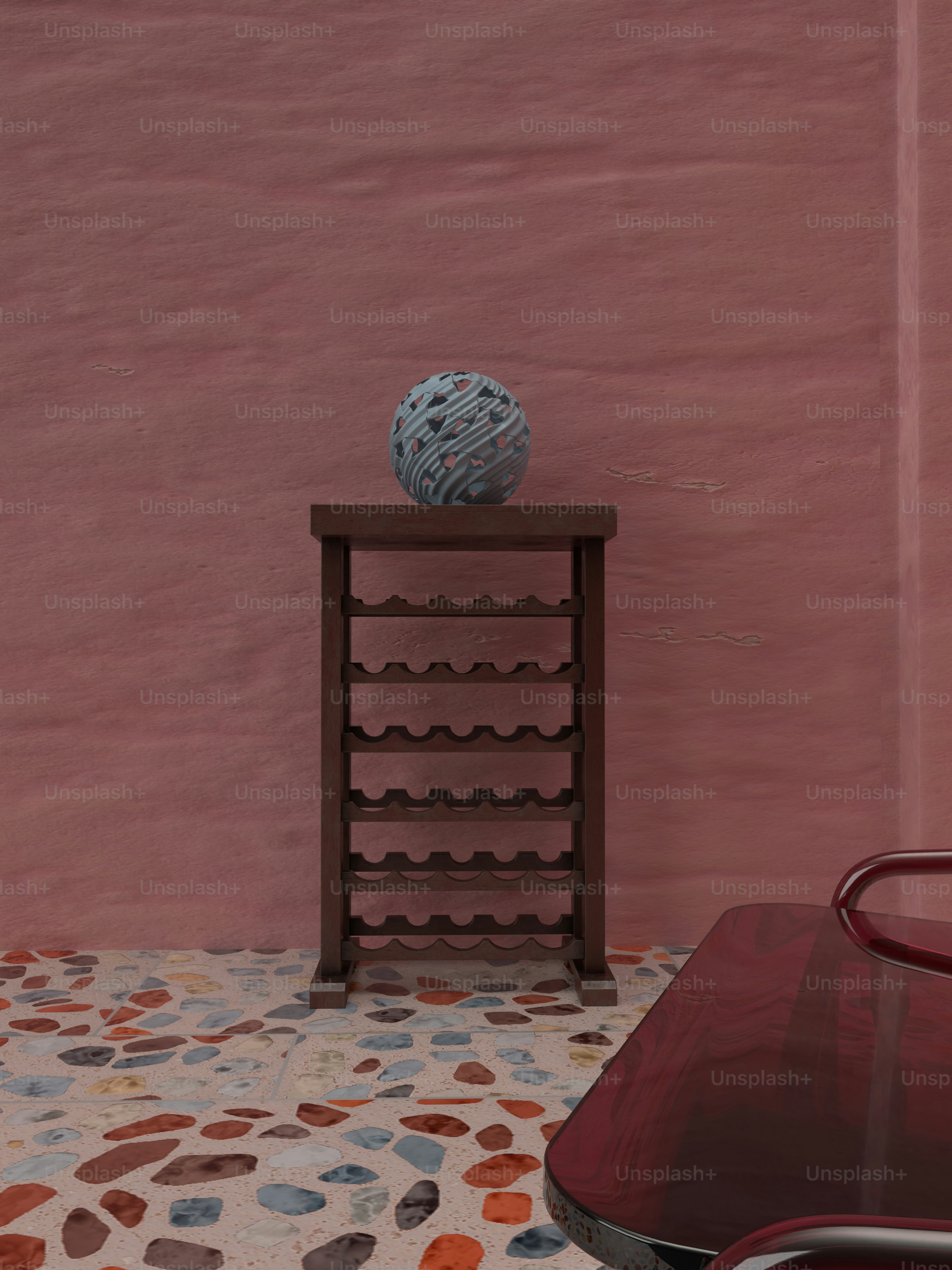a table with a vase on top of it