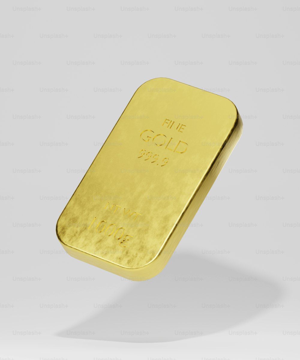a gold bar on a white background