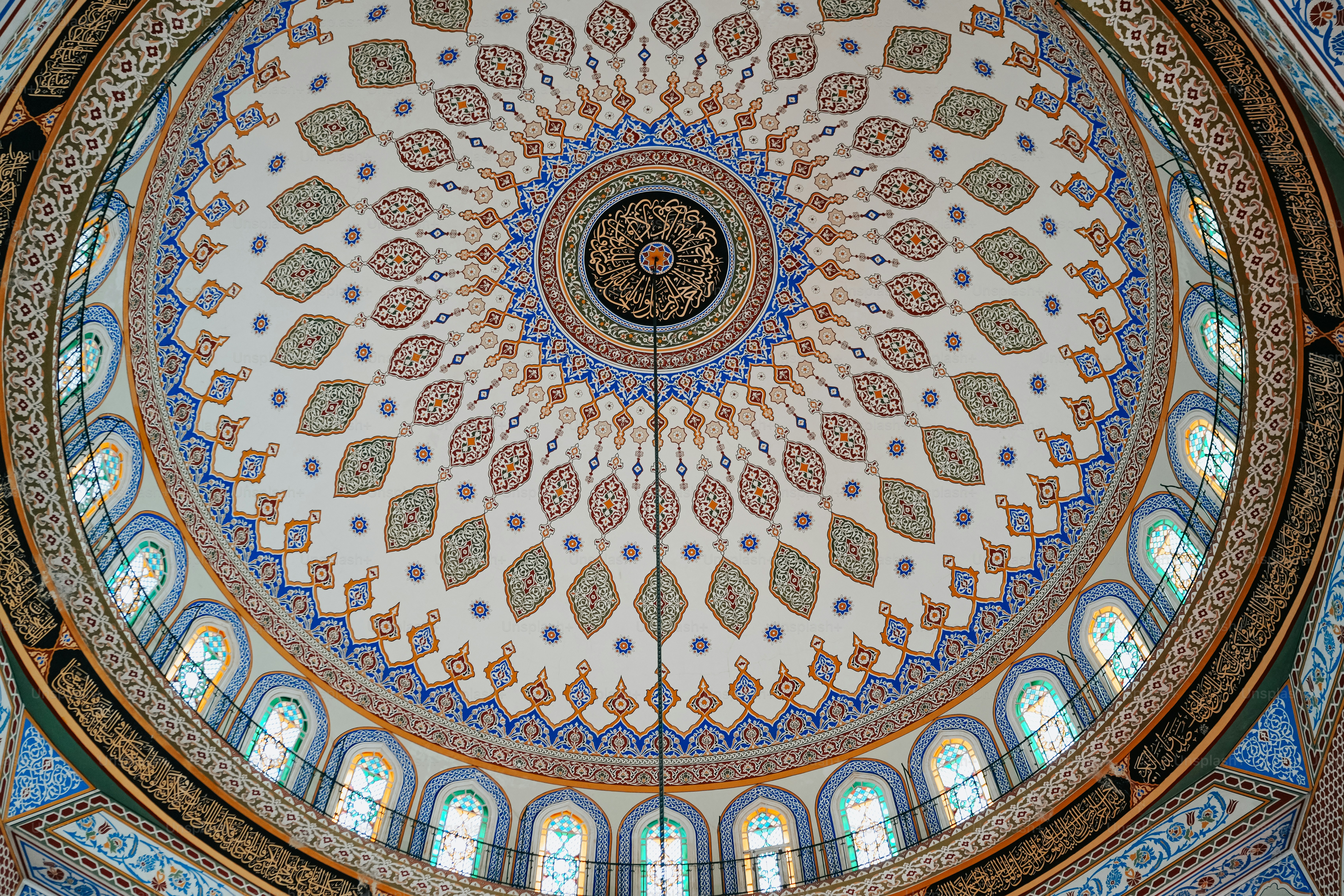 the ceiling of the dome of a building