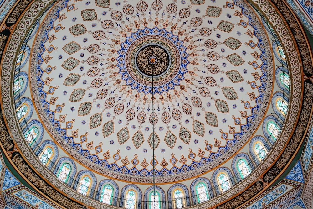 the ceiling of the dome of a building