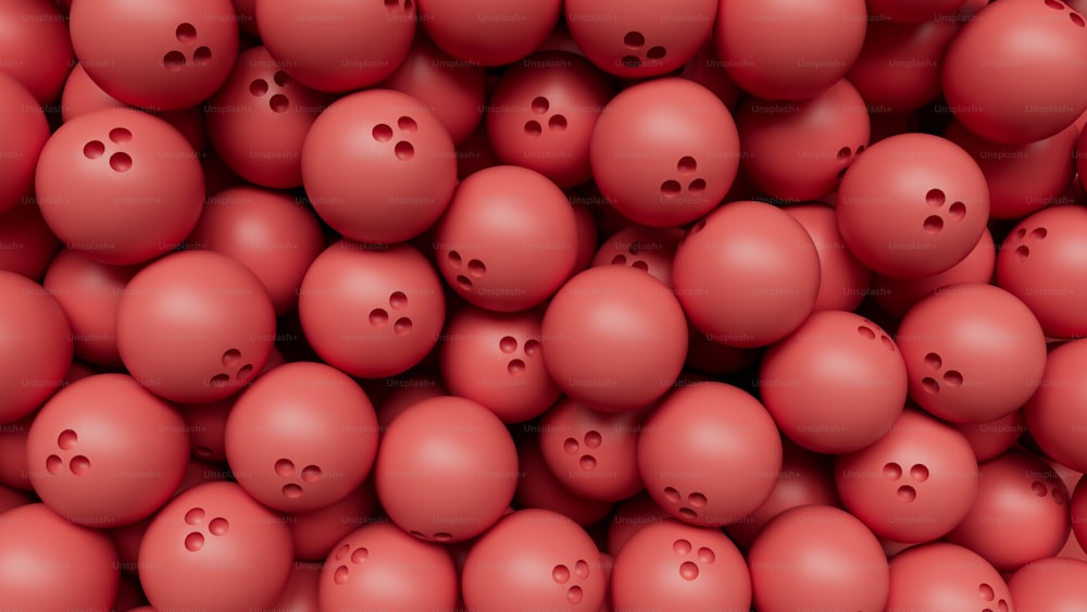 un tas de boules rouges avec des trous