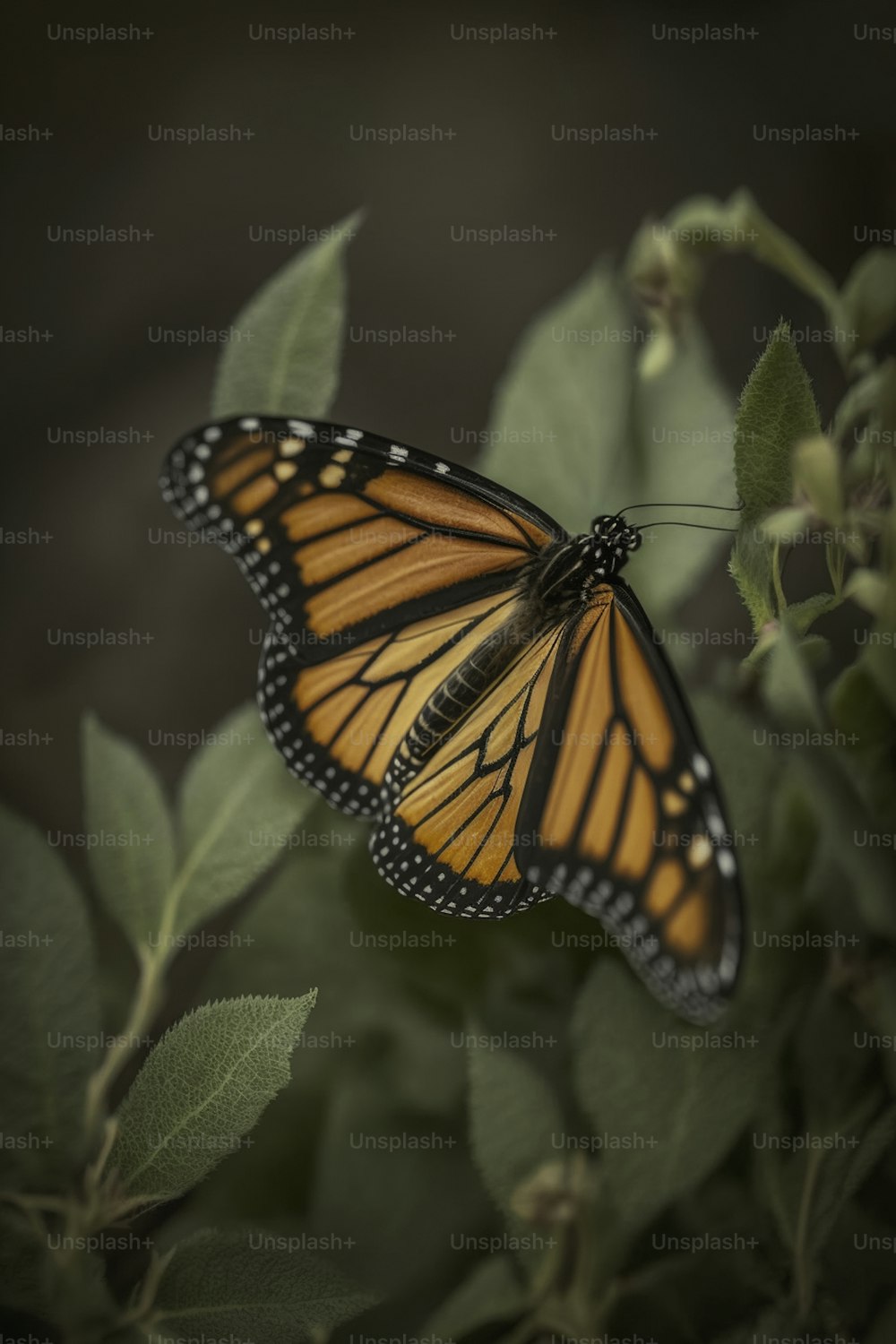 ein Schmetterling, der auf einem Blatt sitzt
