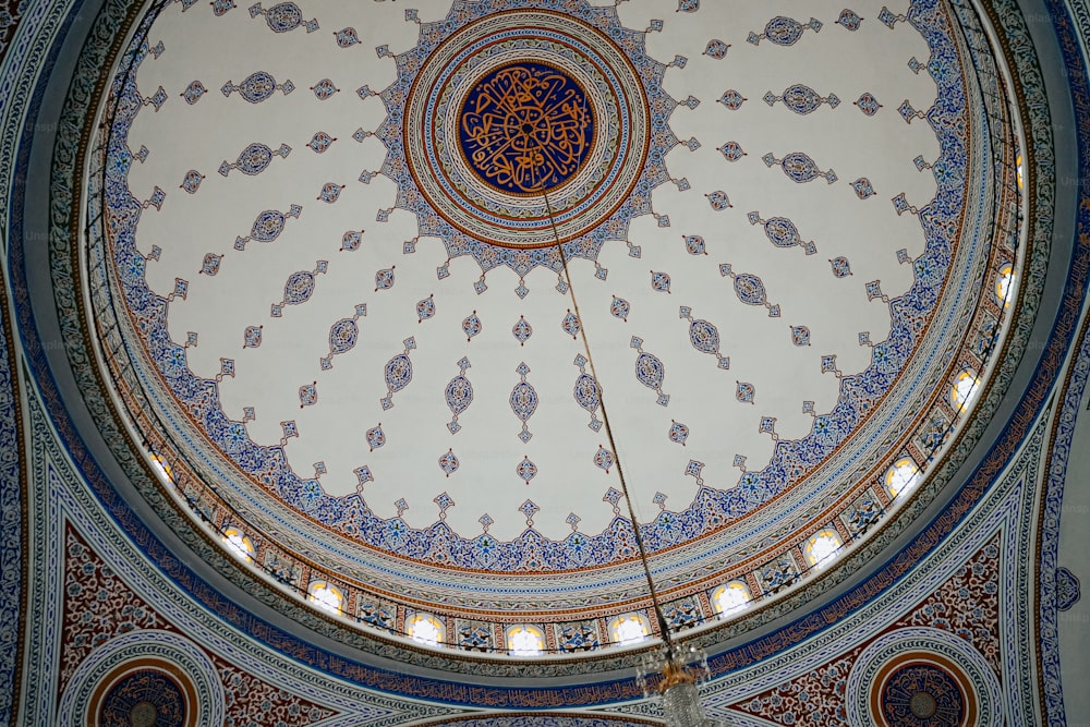 the ceiling of the dome of a building