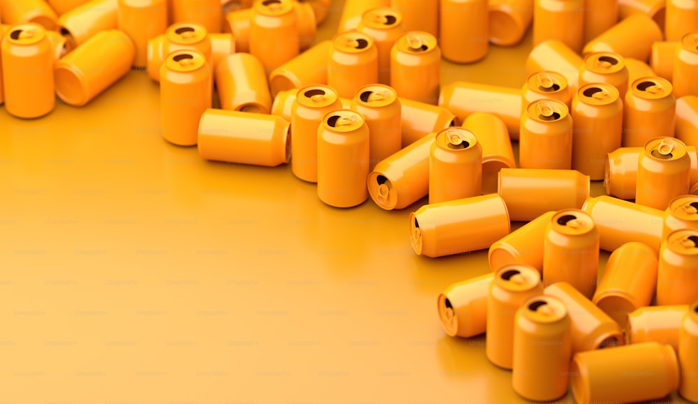 a group of yellow batteries laying on top of each other
