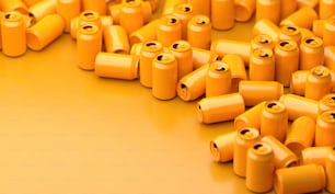 a group of yellow batteries laying on top of each other