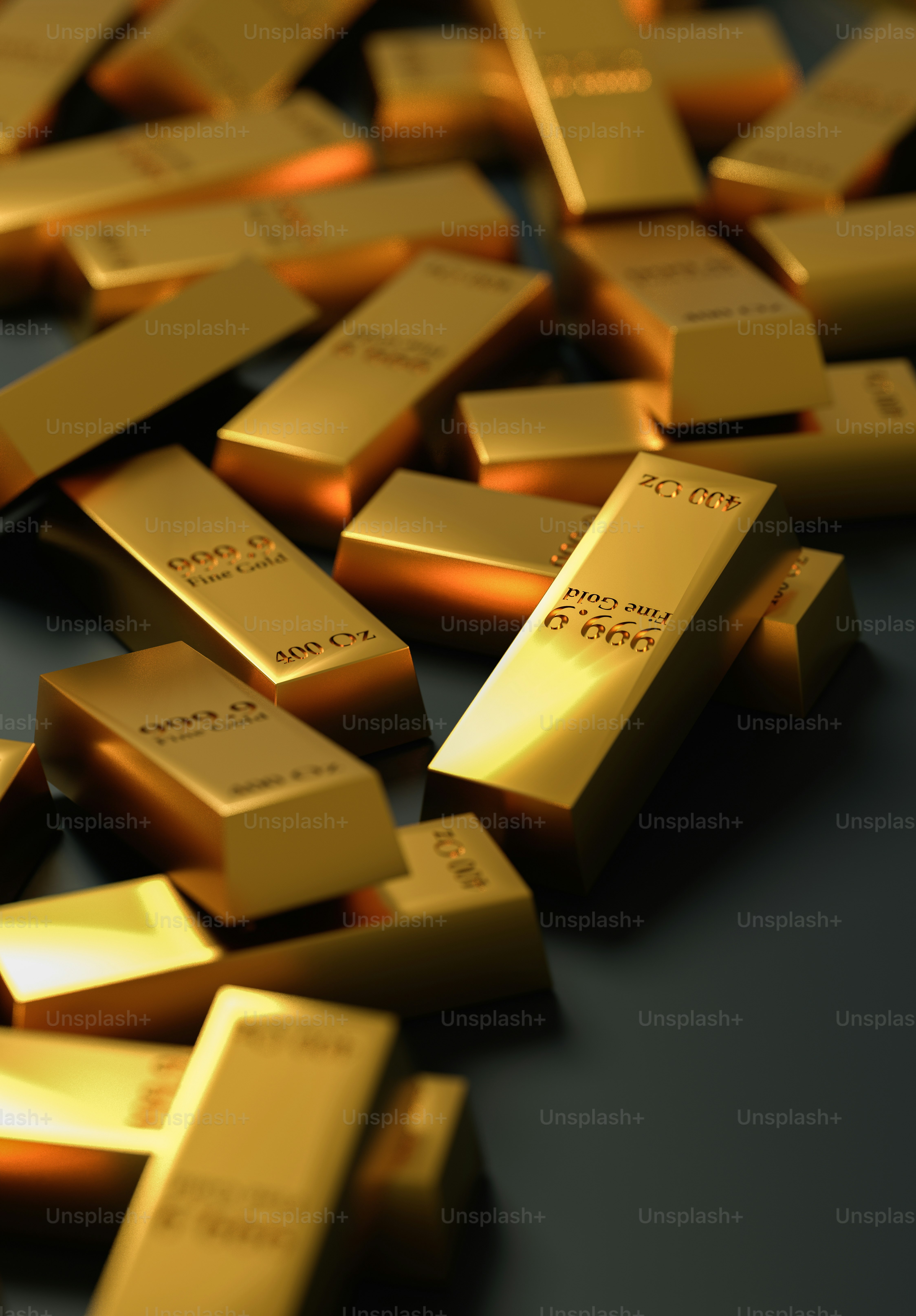 a pile of gold bars laying on top of each other