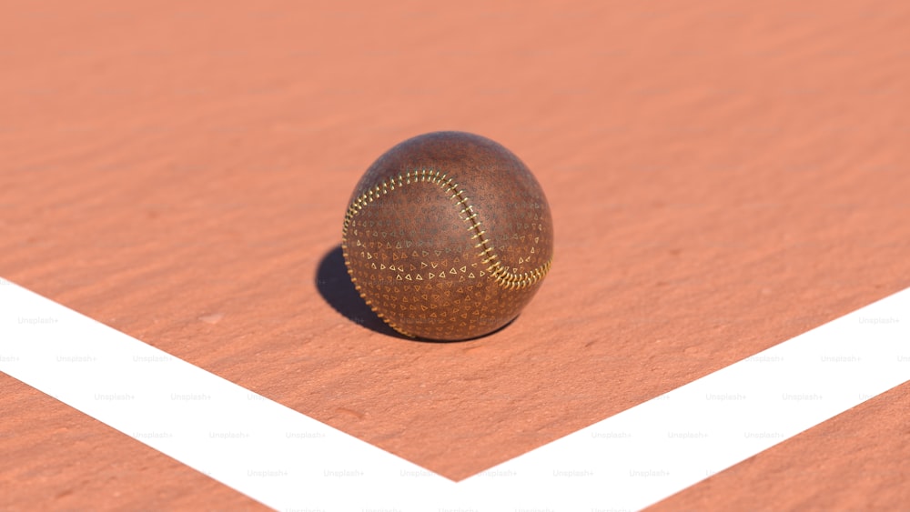 Ein Tennisball sitzt auf einem Tennisplatz