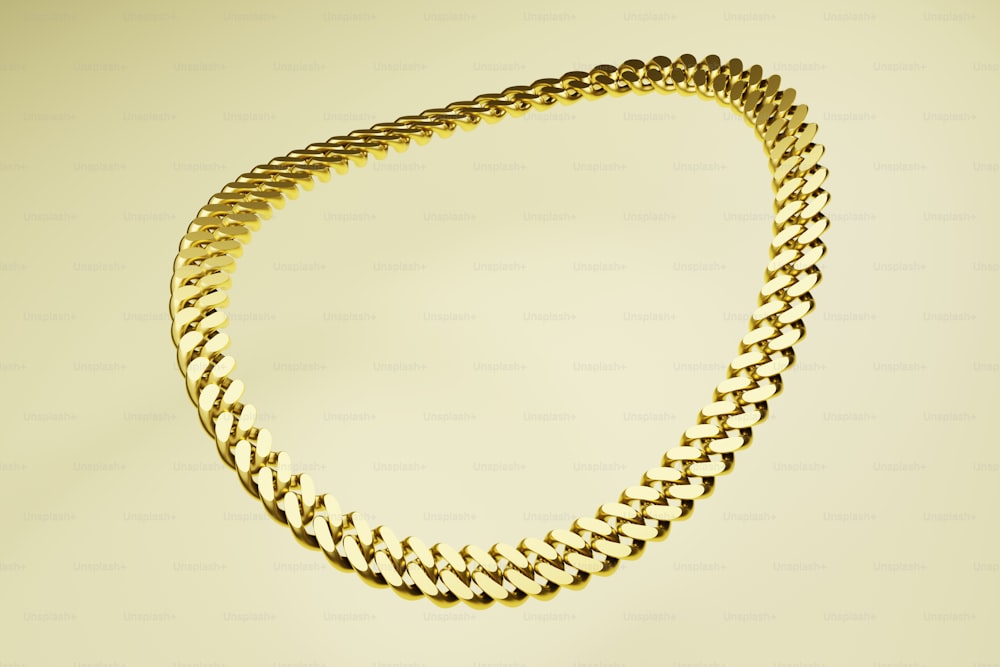a gold chain on a yellow background