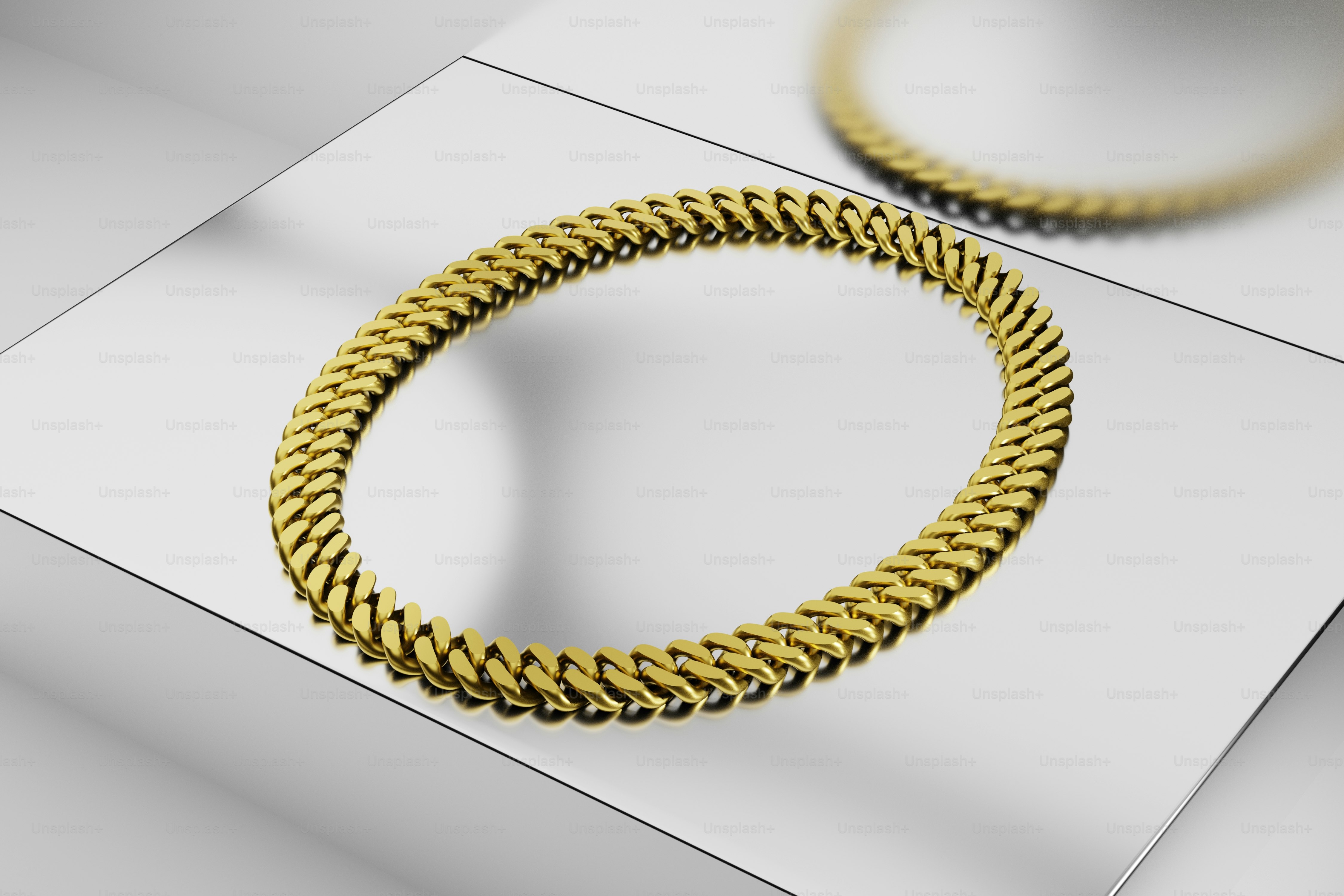 Gold chain on silver base