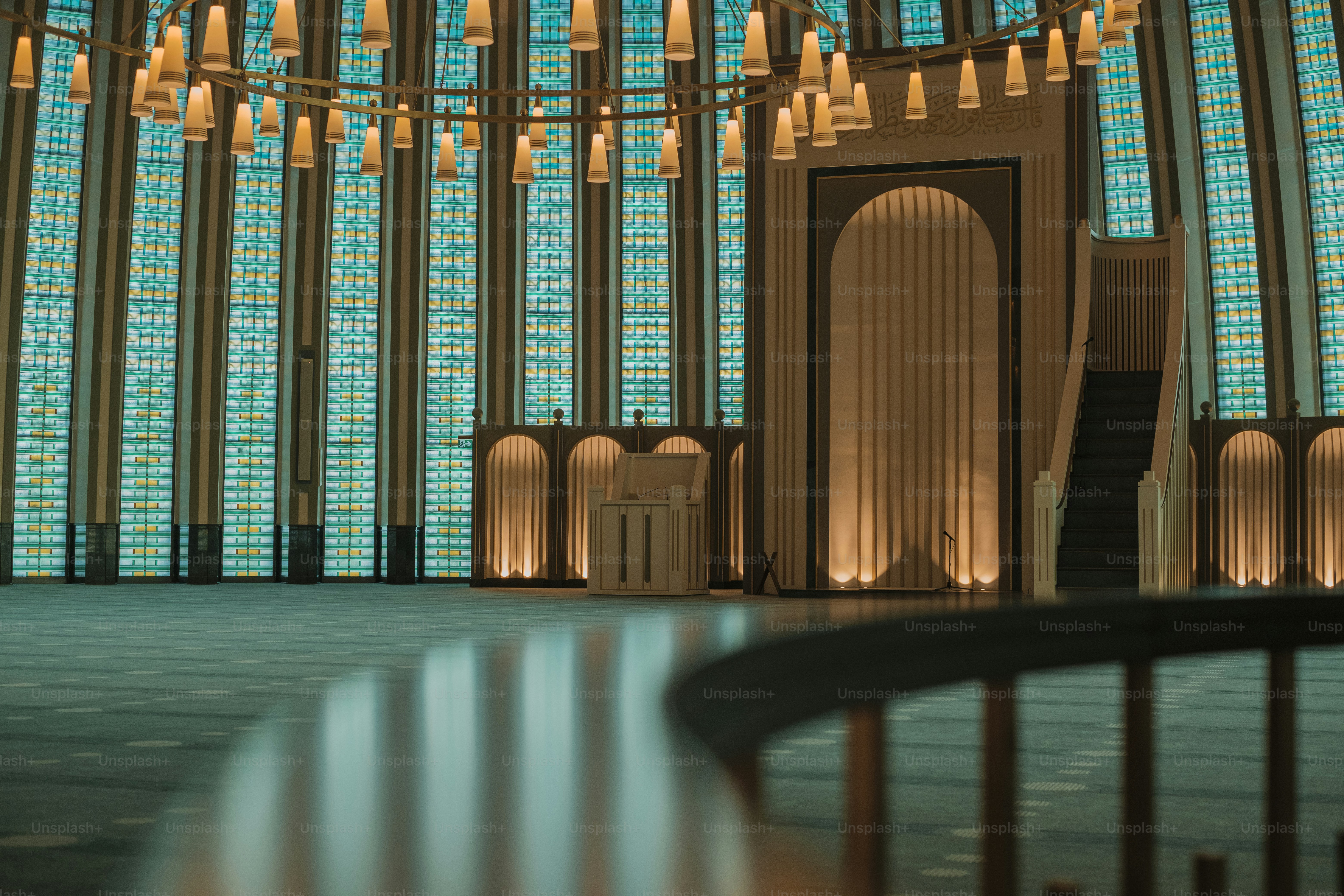 a large room with a lot of windows in it