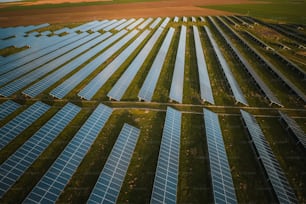an aerial view of a large solar farm