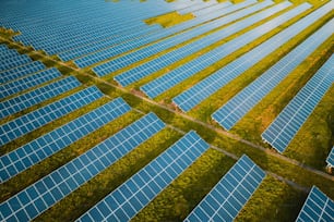 an aerial view of a solar power plant