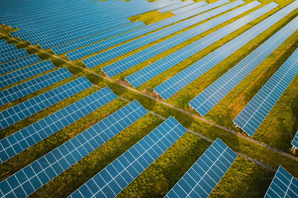 an aerial view of a solar power plant