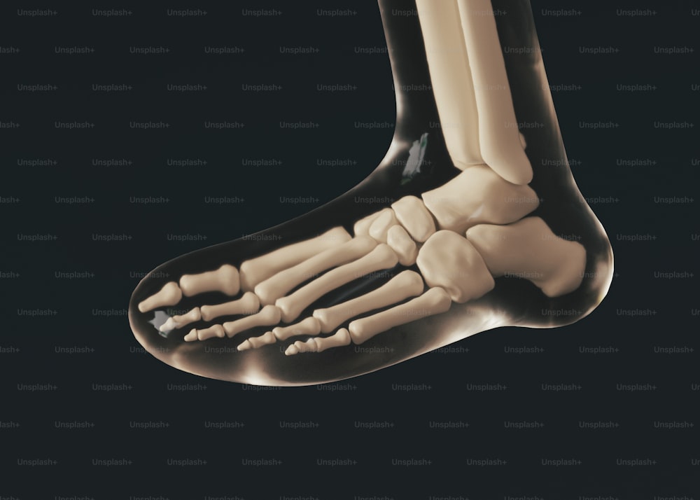 uma imagem de um pé humano com um fundo preto