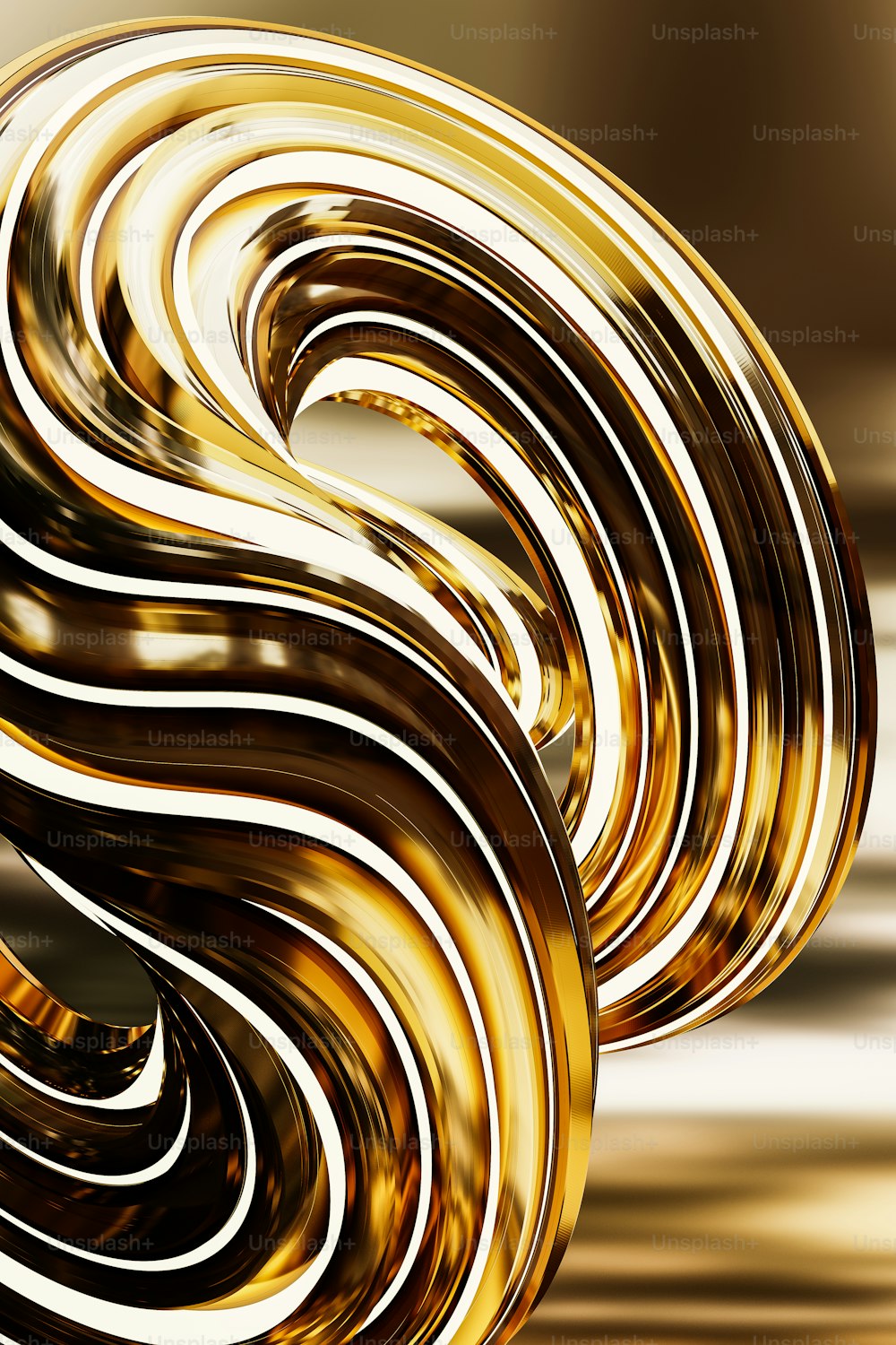 ein abstrakter goldener Hintergrund mit spiralförmigem Design