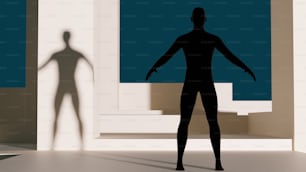 La sombra de un hombre parado frente a una ventana