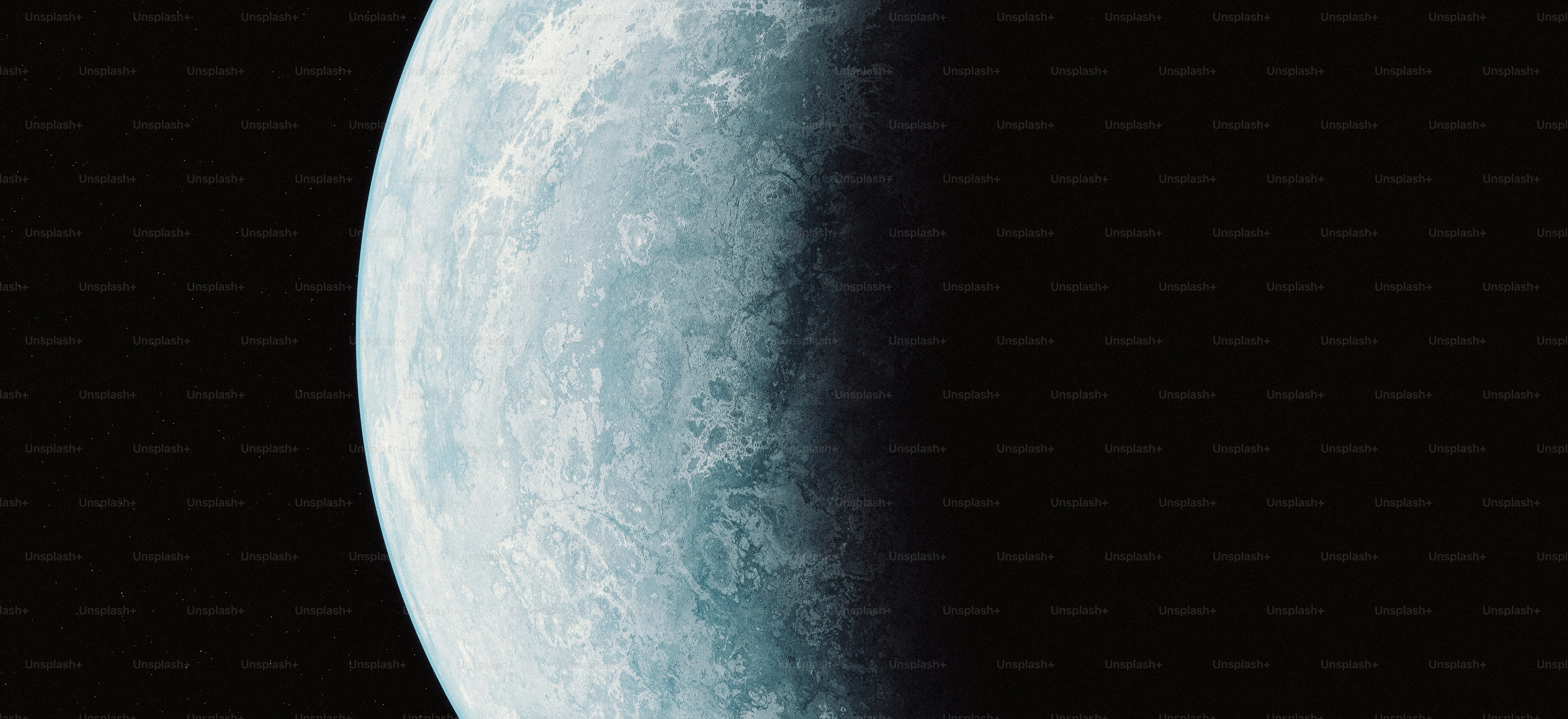 a close up of a blue planet with stars in the background