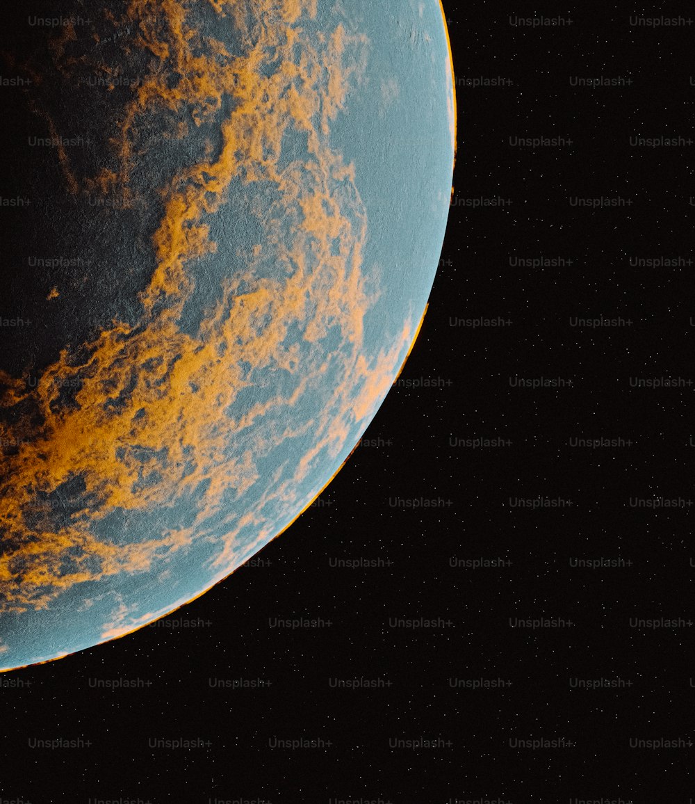 a blue and yellow planet with a black background