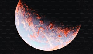 Ein roter und blauer Planet mit schwarzem Hintergrund