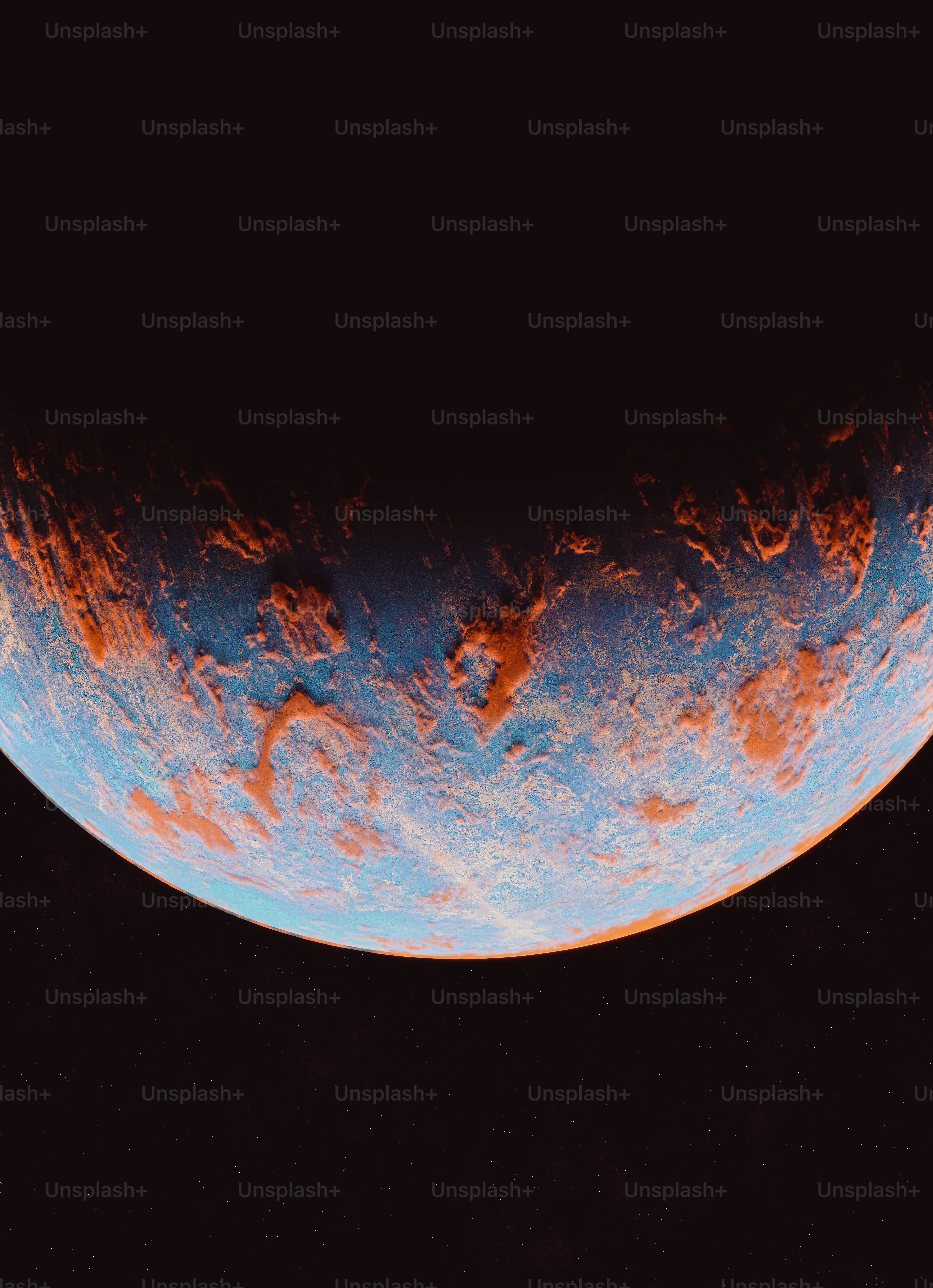 a close up of the surface of a blue planet