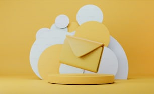 an image of a yellow envelope on a stand