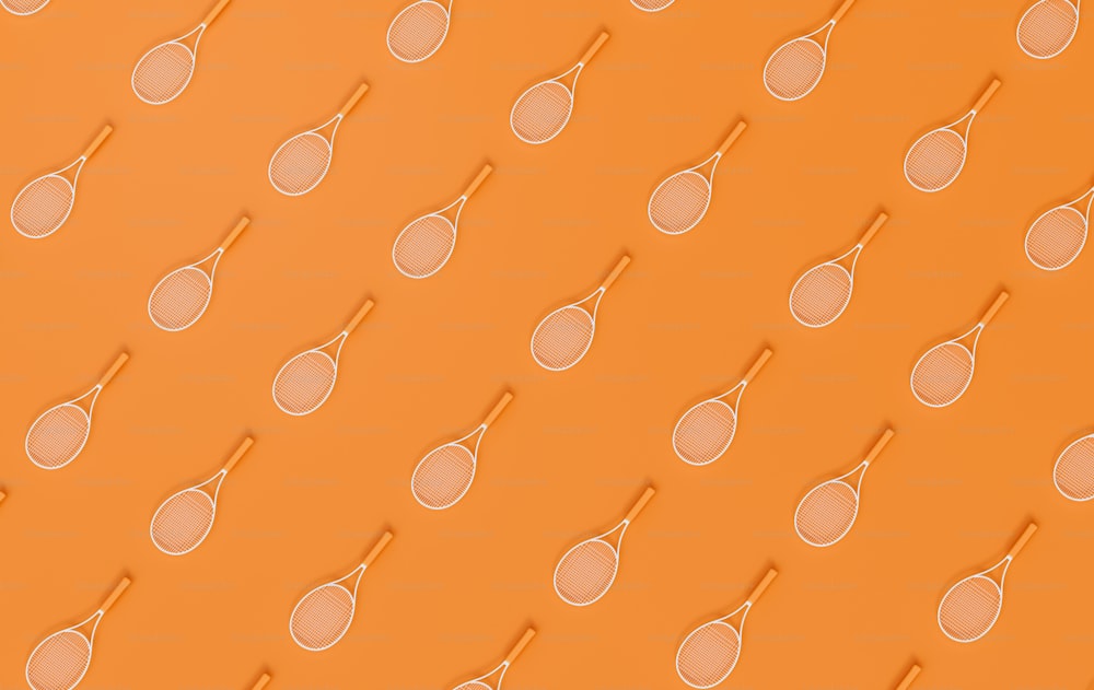 オレンジの背景にテニスラケットのパターン