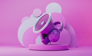 a purple and white object on a pink background