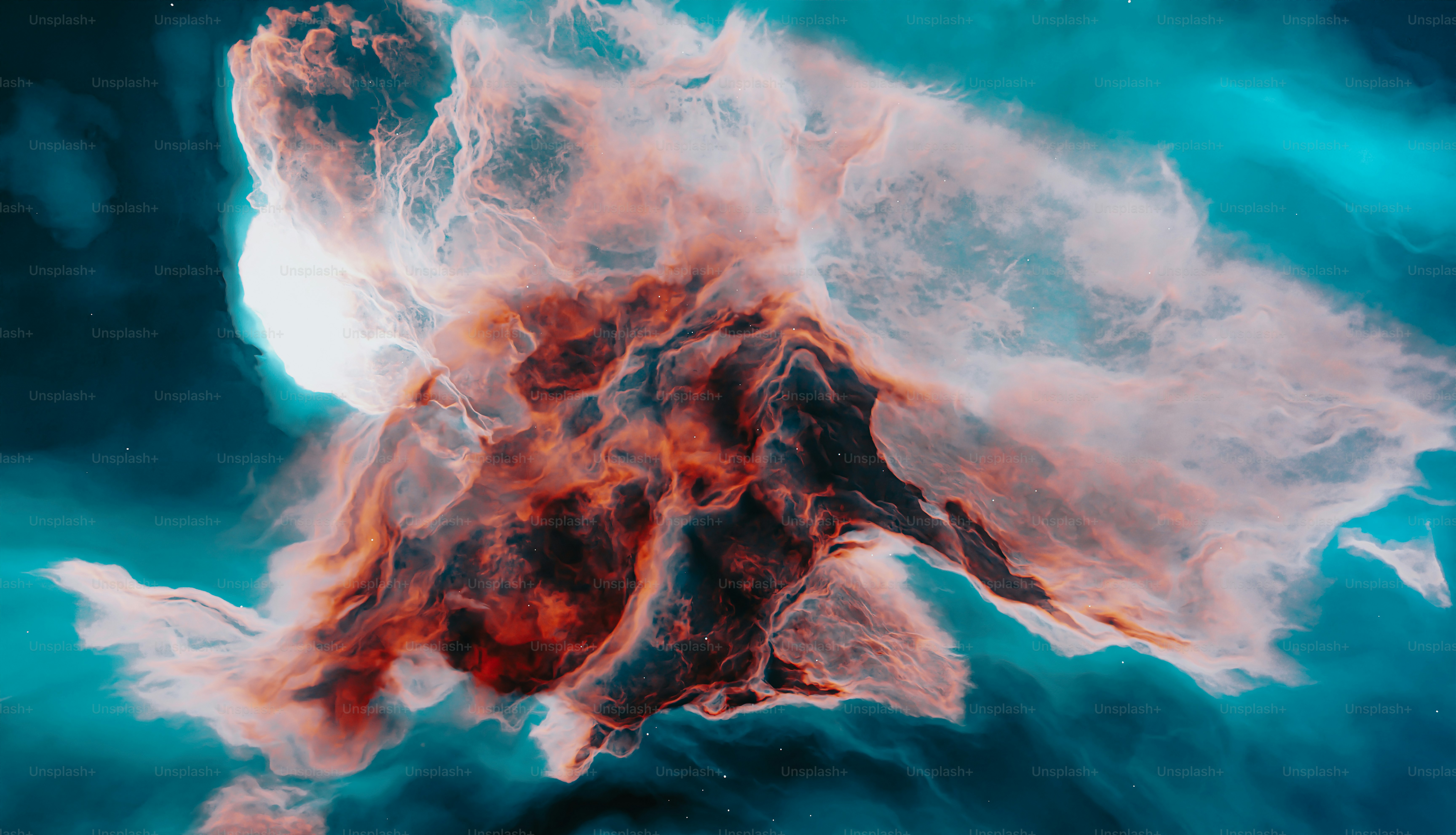 a red and white substance floating in the air