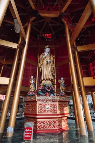 a statue of a buddha in a large room