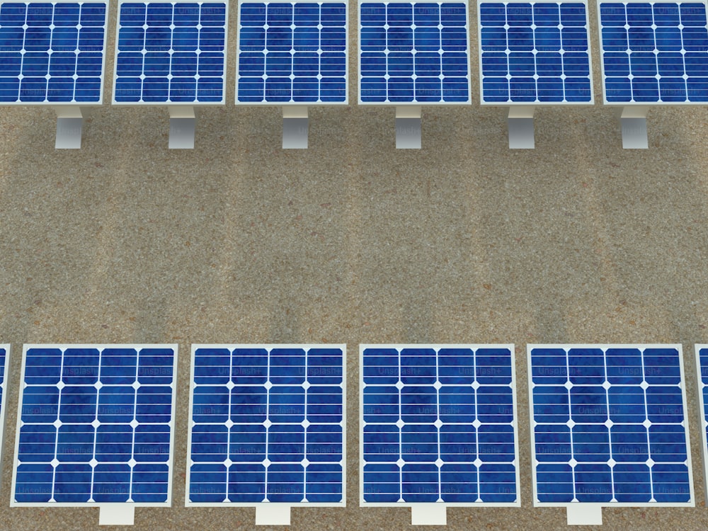 an aerial view of a group of solar panels