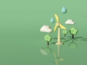 a computer generated image of a wind turbine