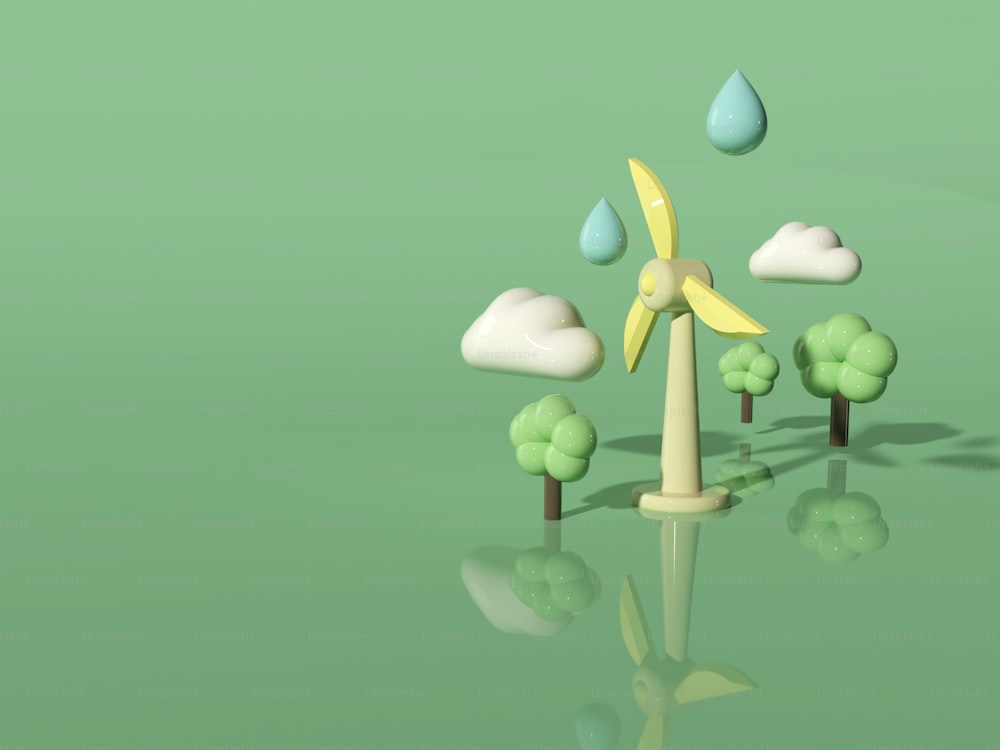 a computer generated image of a wind turbine