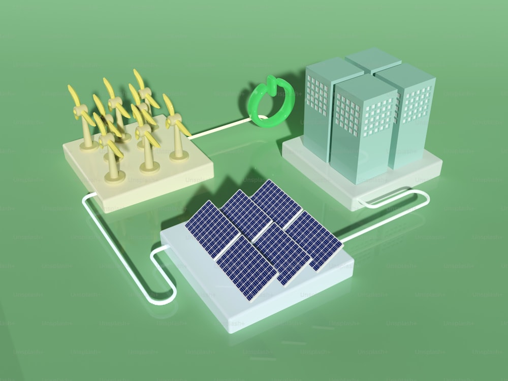 a diagram of a solar power plant with a grid connected to it