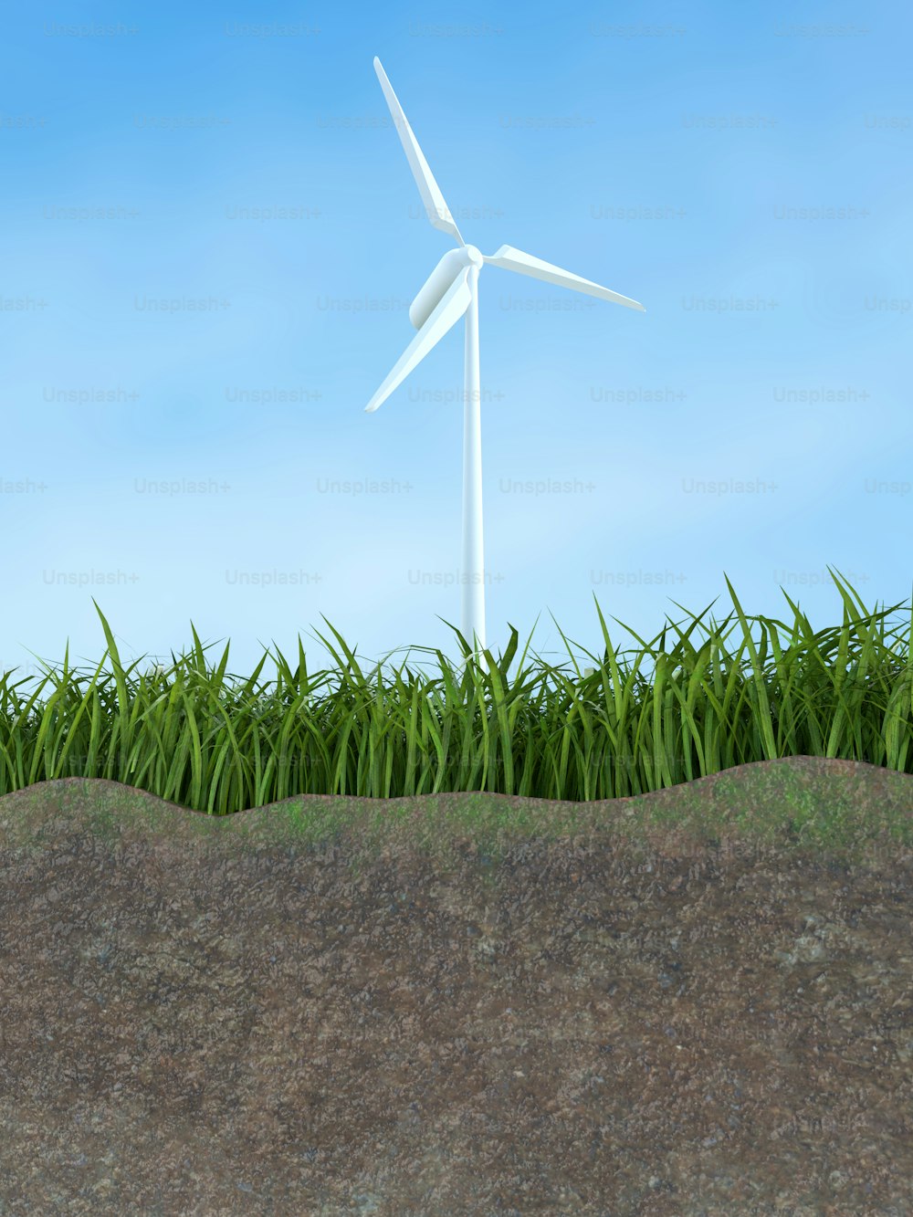 a wind turbine in the middle of a field of grass