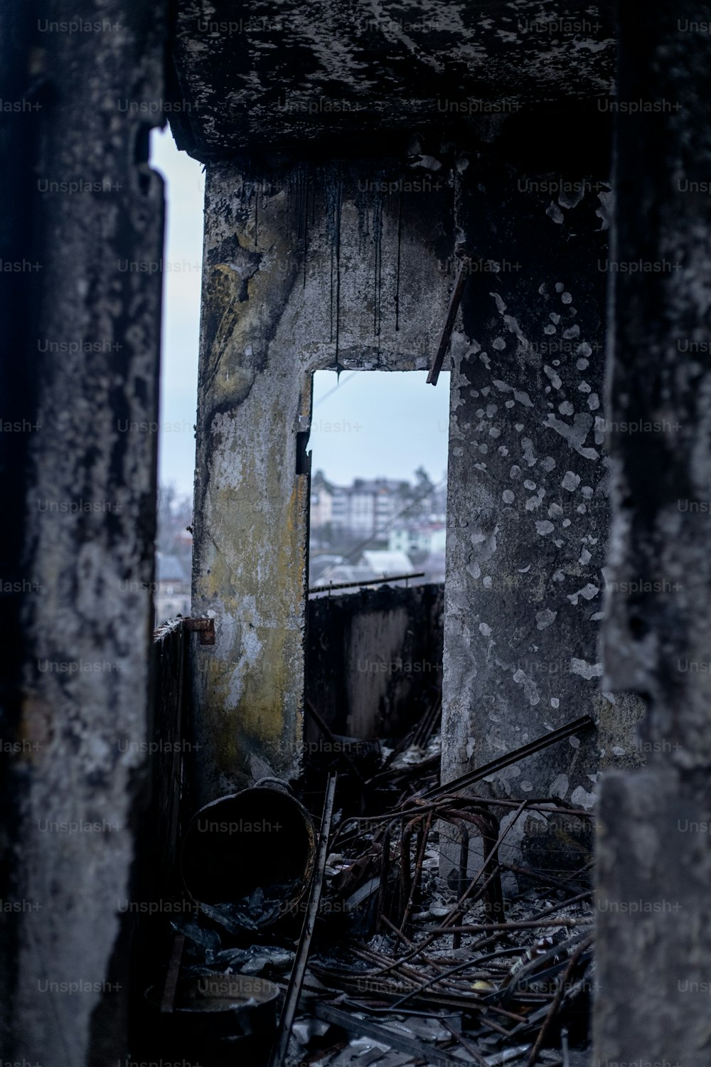 a building that has a bunch of debris in it