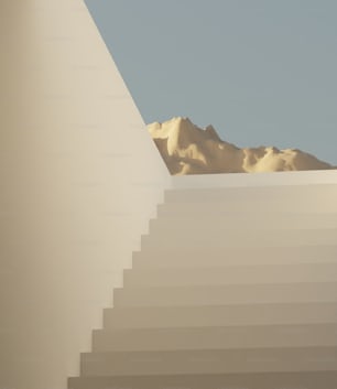 a set of stairs leading up to a mountain