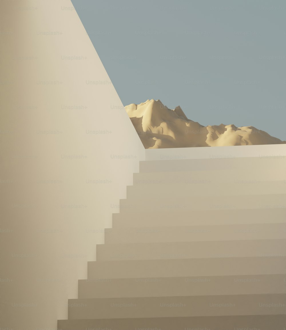 a set of stairs leading up to a mountain