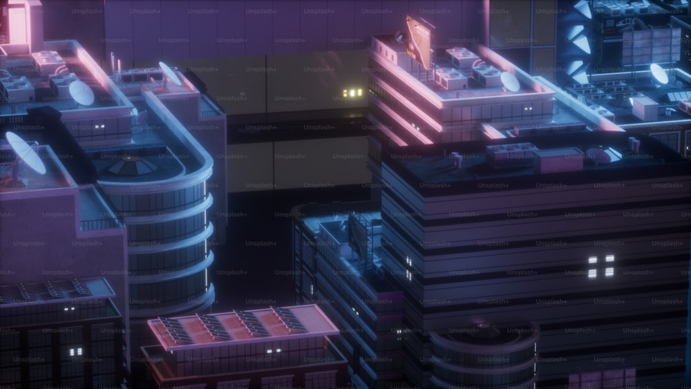 a futuristic city with a lot of tall buildings