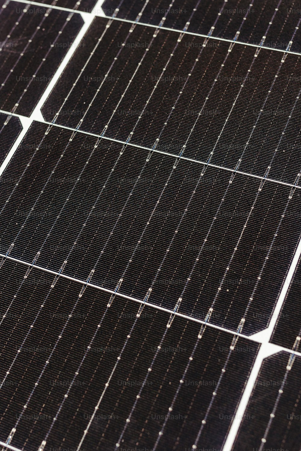 a close up of many rows of solar panels