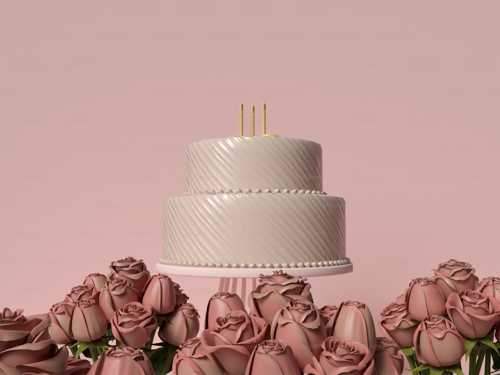 a large white cake sitting on top of a table