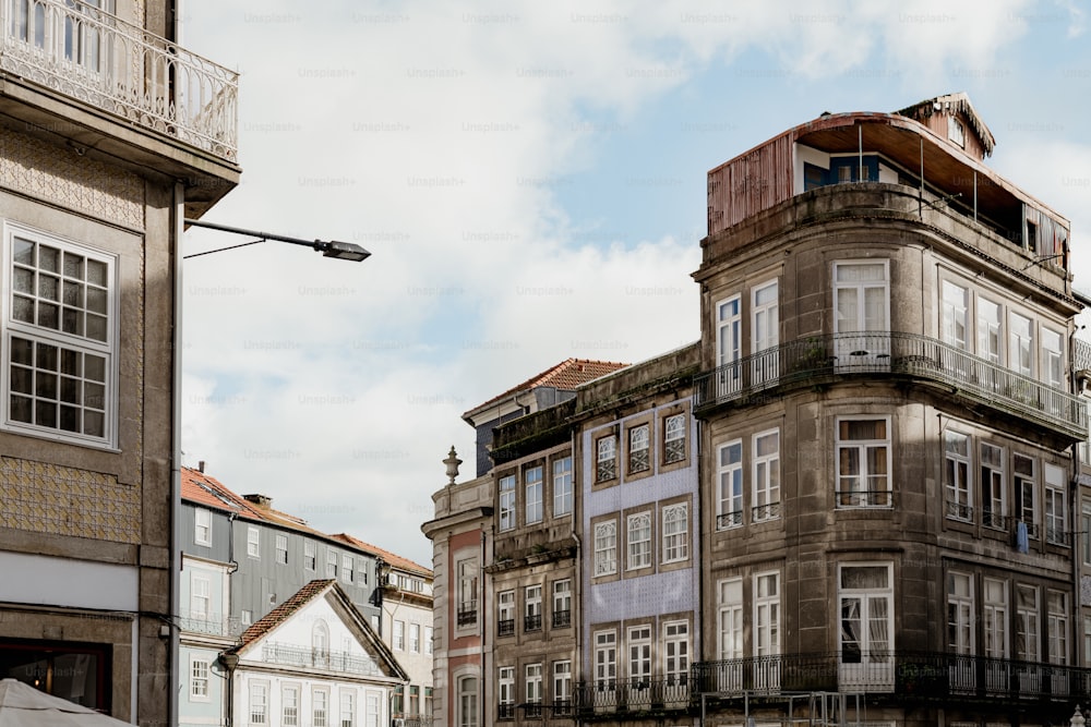 a group of buildings on a city street