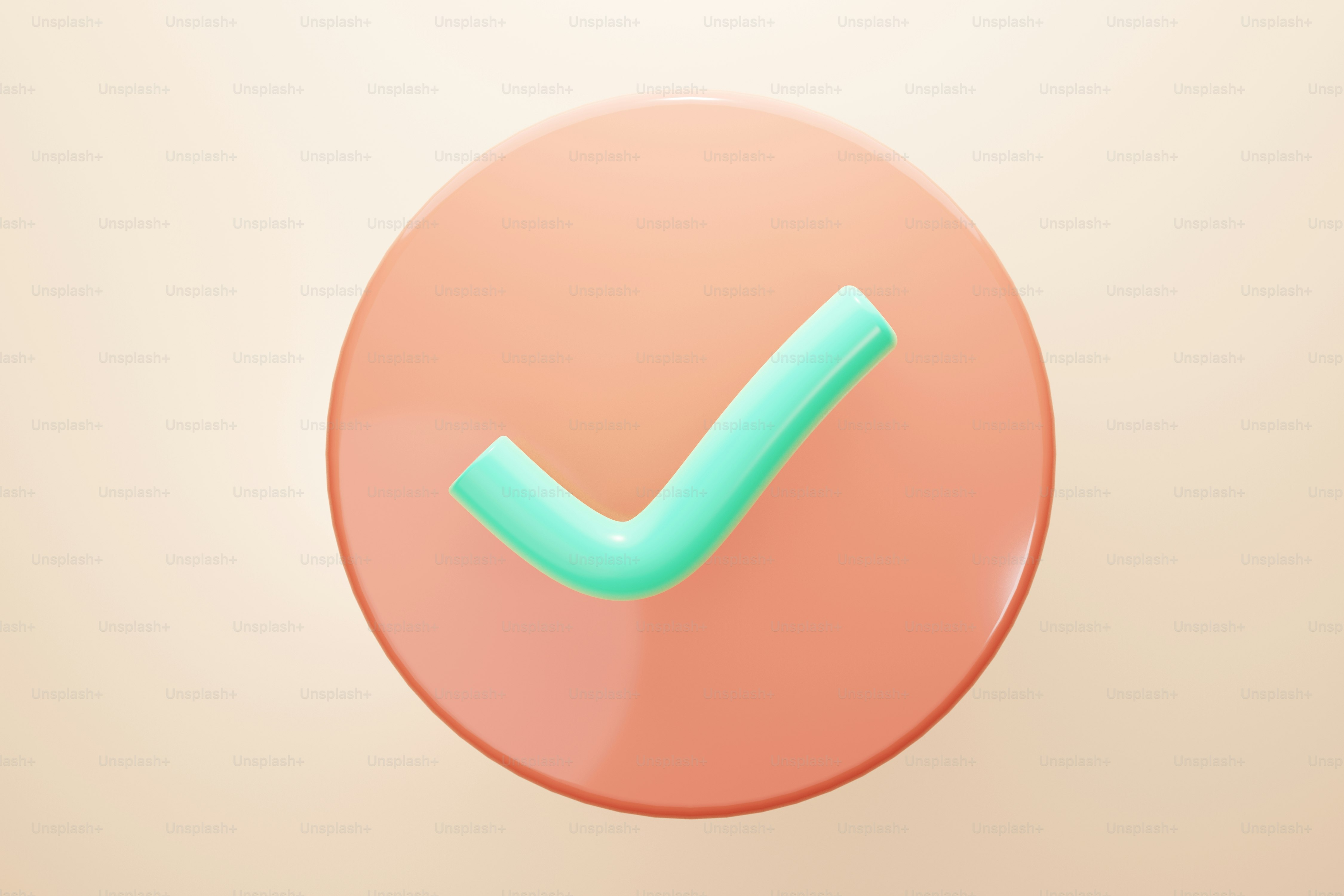 eine rosafarbene Schaltfläche mit einem grünen Häkchen