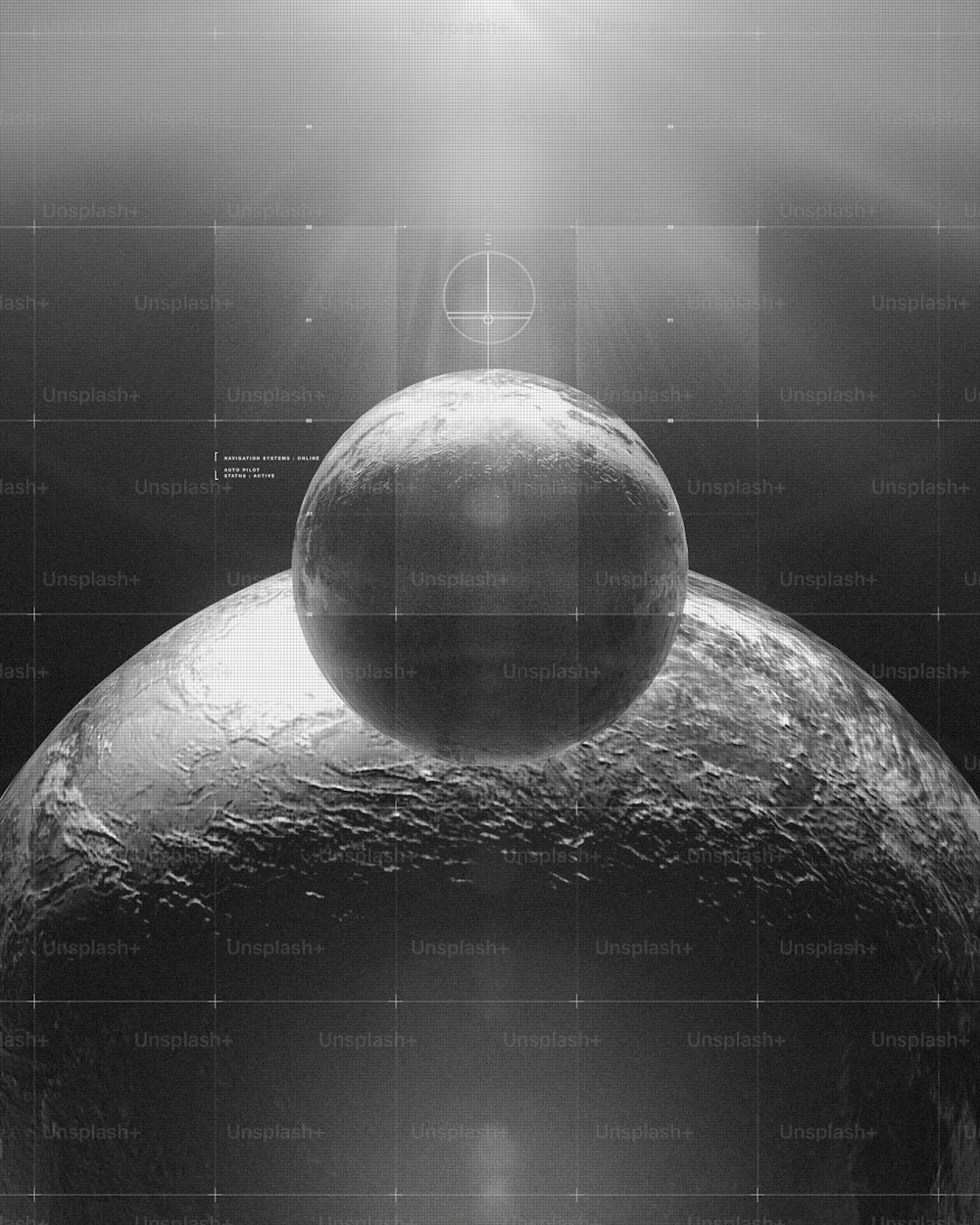 두 행성의 흑백 사진