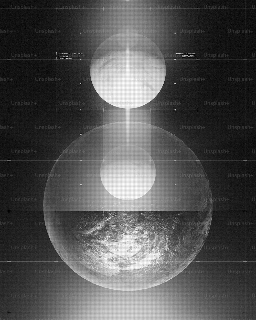 Une photo en noir et blanc d’une sphère