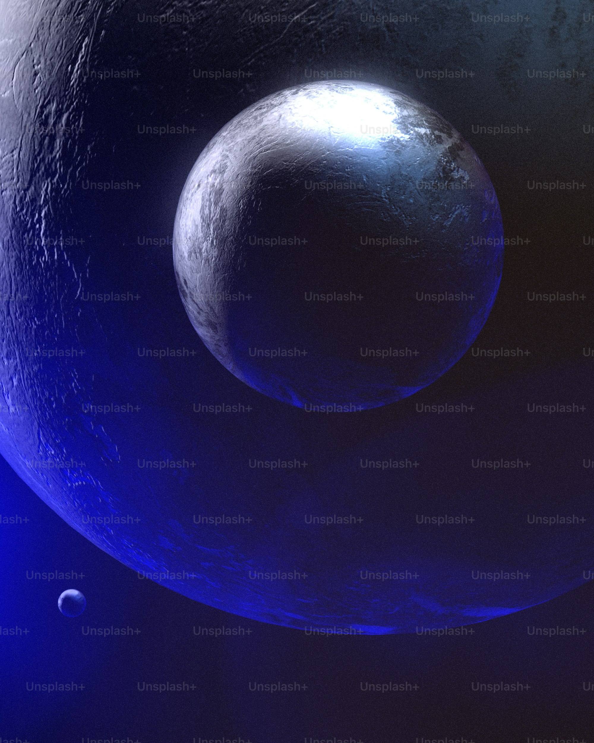A blue and white image of two planets photo – Resource database™ Image ...