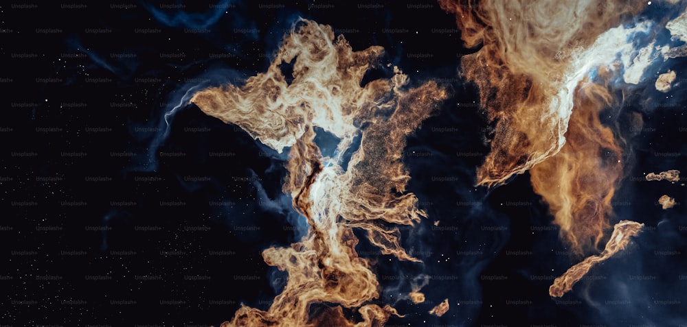 밤하늘에 있는 불과 연기의 추상적인 이미지