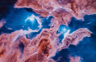 a close up of a blue and red substance